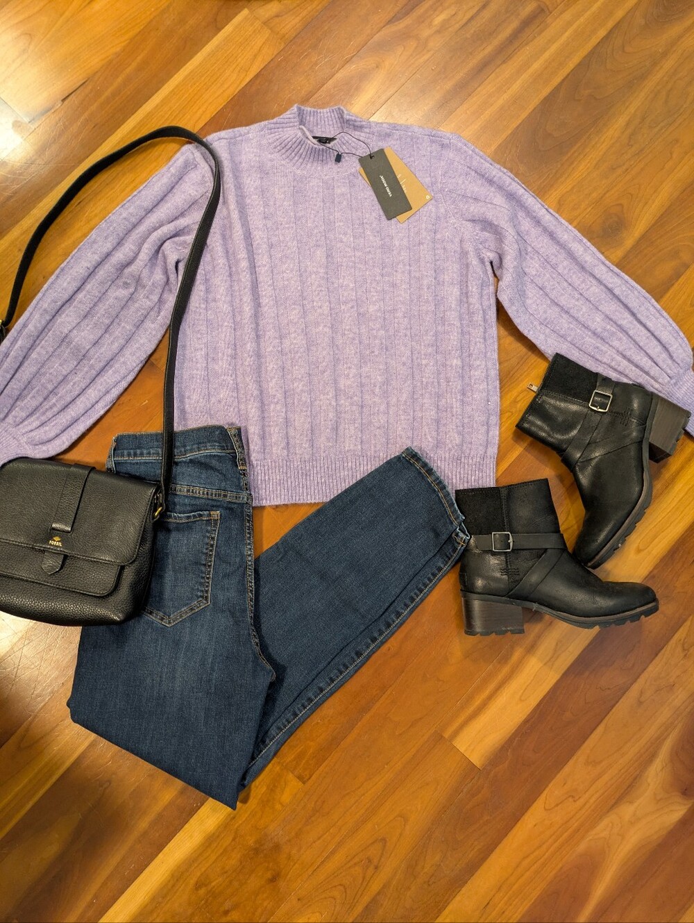 NWT Women's Vera Moda  Large-Ribbed Lavender Pullover Sweater